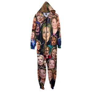 Rage On Hillary Clinton HRC All Over Print Hooded Pajama Jumpsuit Adult Medium